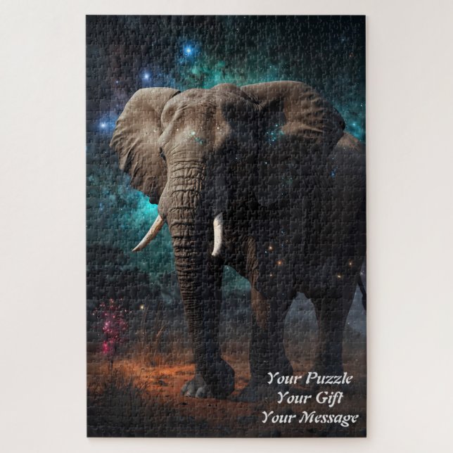 Elephant Under a Starry Sky Jigsaw Puzzle (Vertical)