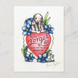 Elephant Valentine Holiday Postcard