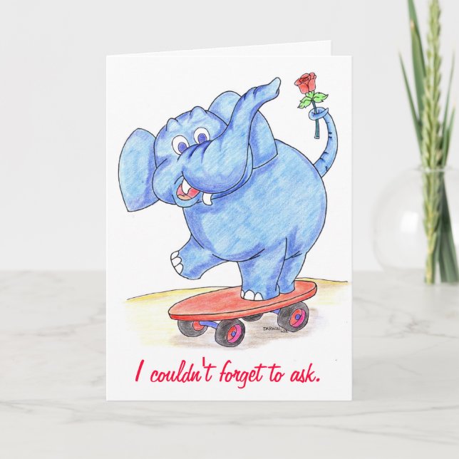 Elephant Valentines Card Will you be my Valentine? (Front)