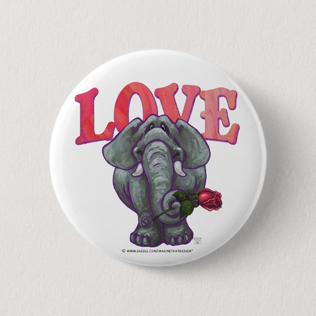 Elephant Valentine's Day 6 Cm Round Badge (Front)
