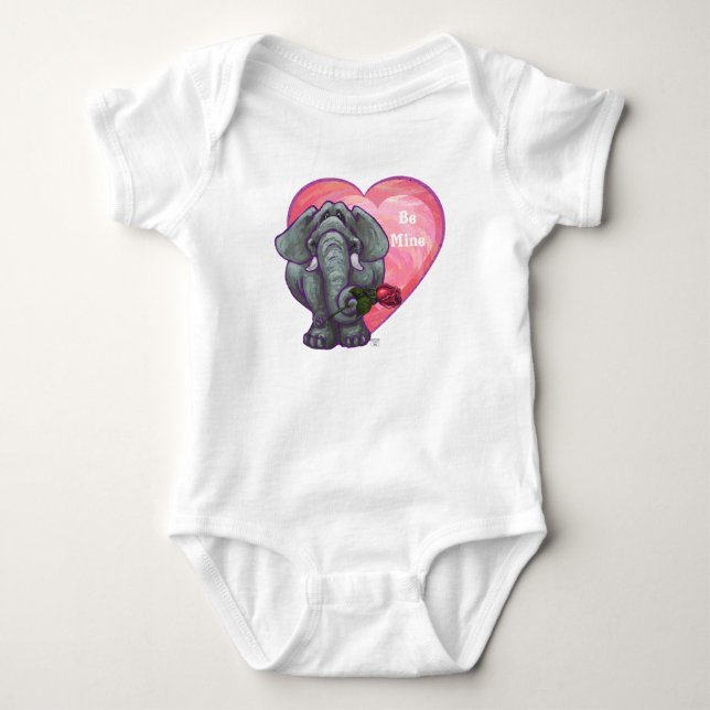 Elephant Valentine's Day Baby Bodysuit (Front)