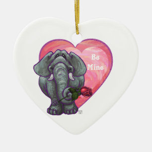 Elephant Valentine's Day Ceramic Tree Decoration
