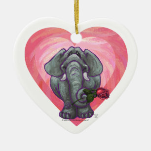 Elephant Valentine's Day Ceramic Tree Decoration