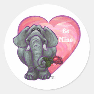 Elephant Valentine's Day Classic Round Sticker