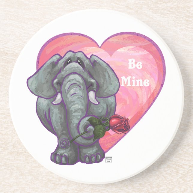 Elephant Valentine's Day Coaster (Front)