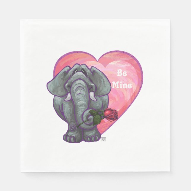 Elephant Valentine's Day Napkin (Front)