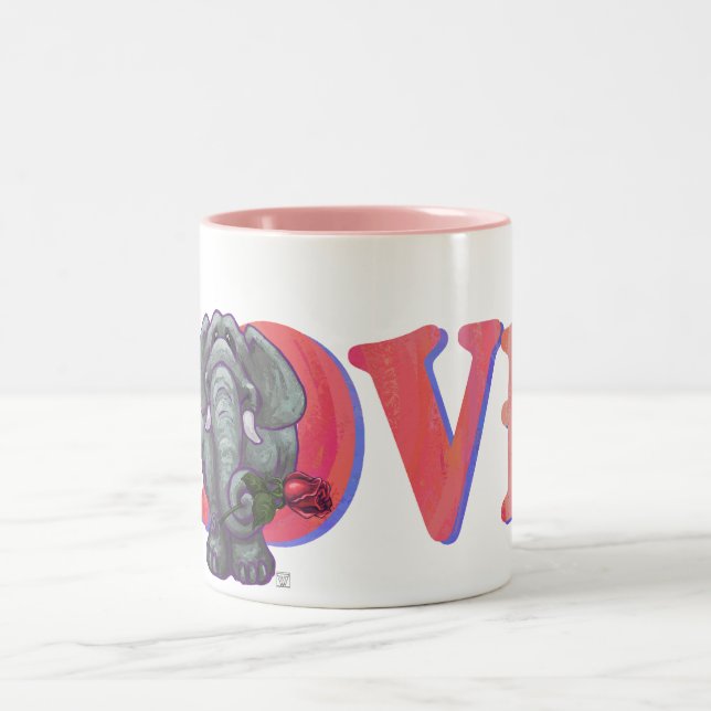 Elephant Valentine's Day Two-Tone Coffee Mug (Center)