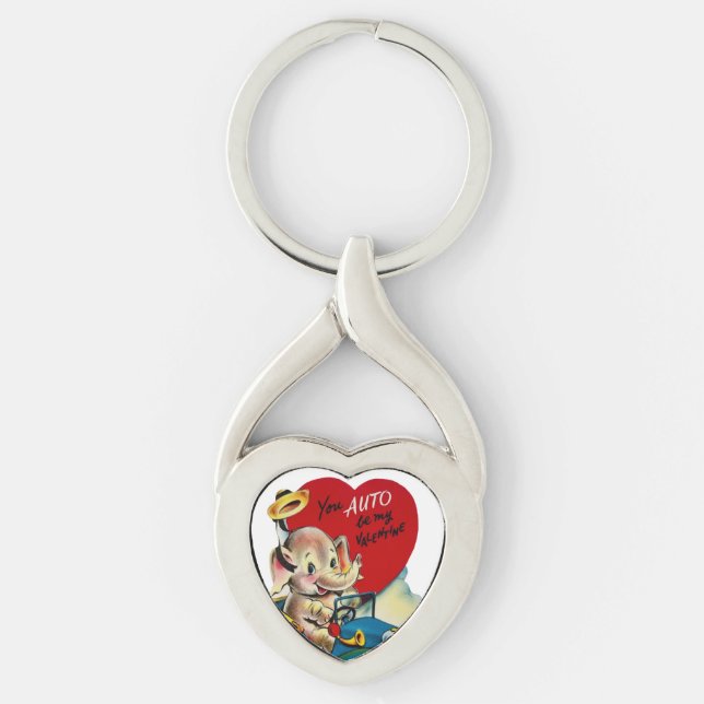 Elephant Valentine's Heart Love Key Ring (Front)