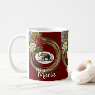 Elephant Victorian Floral Mug