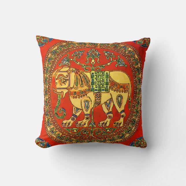 Elephant, Vintage Tile Look Cushion (Front)