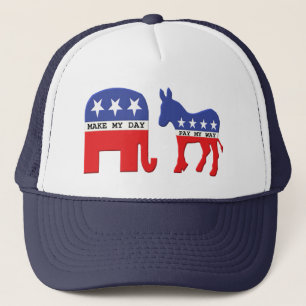 Elephant vs Donkey Funny Political Trucker Hat