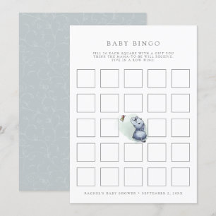 Elephant w butterfly baby shower bingo game card