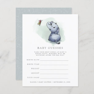 Elephant w butterfly baby shower guessing game invitation