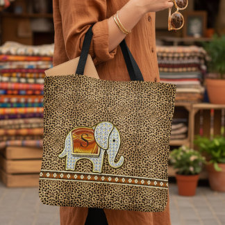 Elephant Walk Monogram Cheetah ID390 Tote Bag