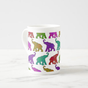 Elephant Walk pattern tiles design Bone China Mug