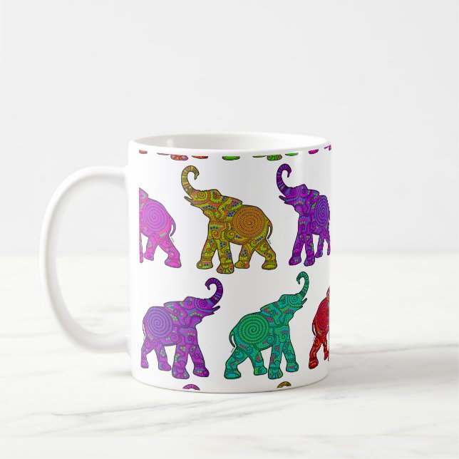 Elephant Walk pattern tiles design Coffee Mug (Left)