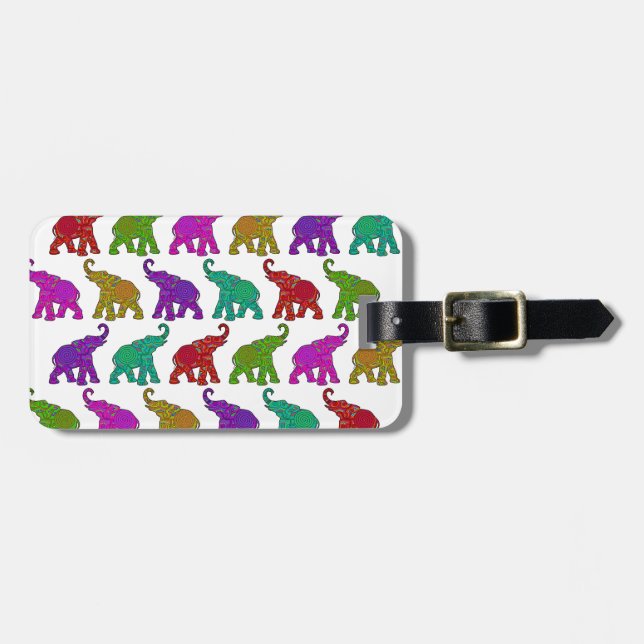 Elephant Walk pattern tiles design Luggage Tag (Front Horizontal)
