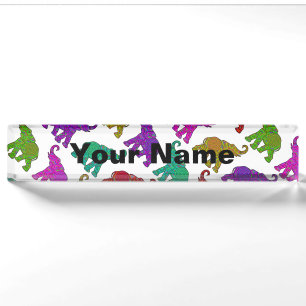 Elephant Walk pattern tiles design Nameplate