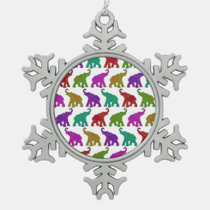 Elephant Walk pattern tiles design Snowflake Pewter Christmas Ornament