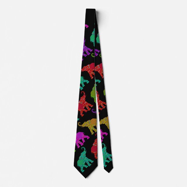 Elephant Walk pattern tiles design Tie (Front)