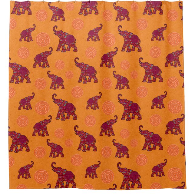 Elephant Walk Pattern + your backgr. & ideas Shower Curtain (Front)