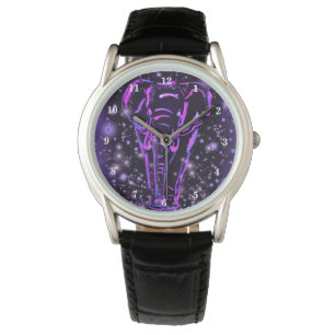 Elephant Watch Purple Pink Starry Night