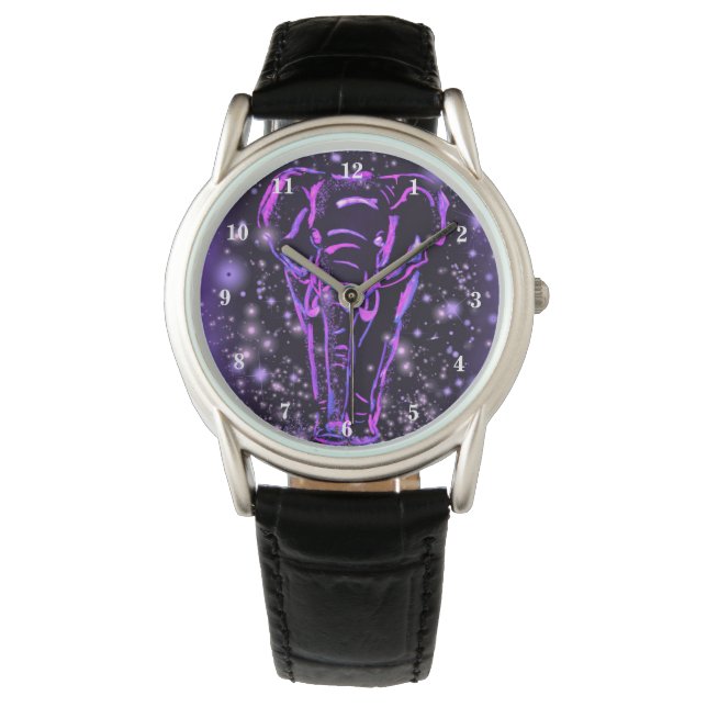 Elephant Watch Purple Pink Starry Night (Front)