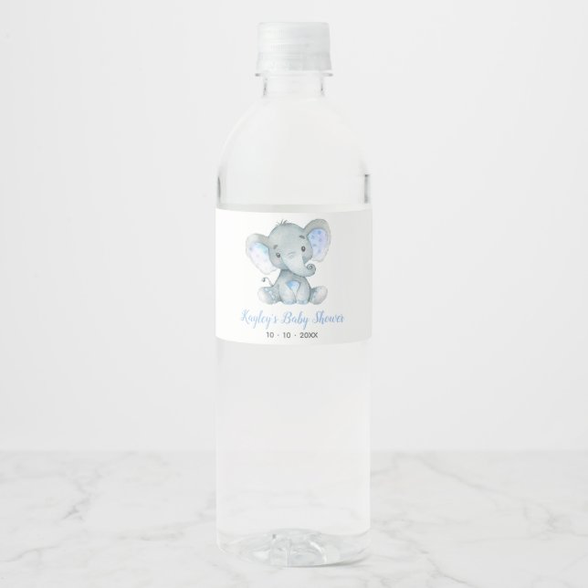 Elephant Water Bottle Labels (Personalised) (Front)