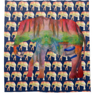 Elephant Watercolor Art Shower Curtain