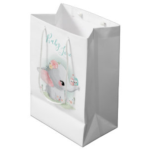 Elephant Watercolor Baby Love Medium Gift Bag