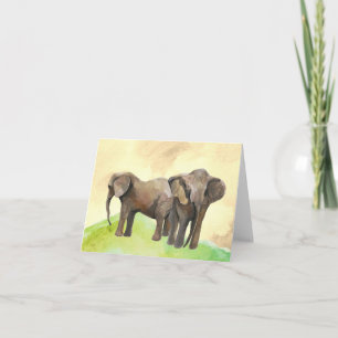 elephant watercolor blank note card. card