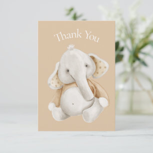 Elephant Watercolor Brown Baby Shower Thank You