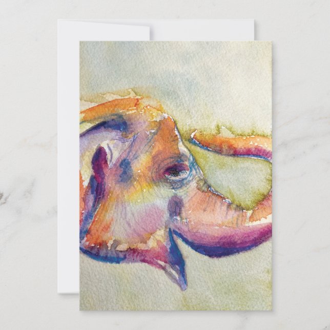 Elephant Watercolor Greeting Card (Front)
