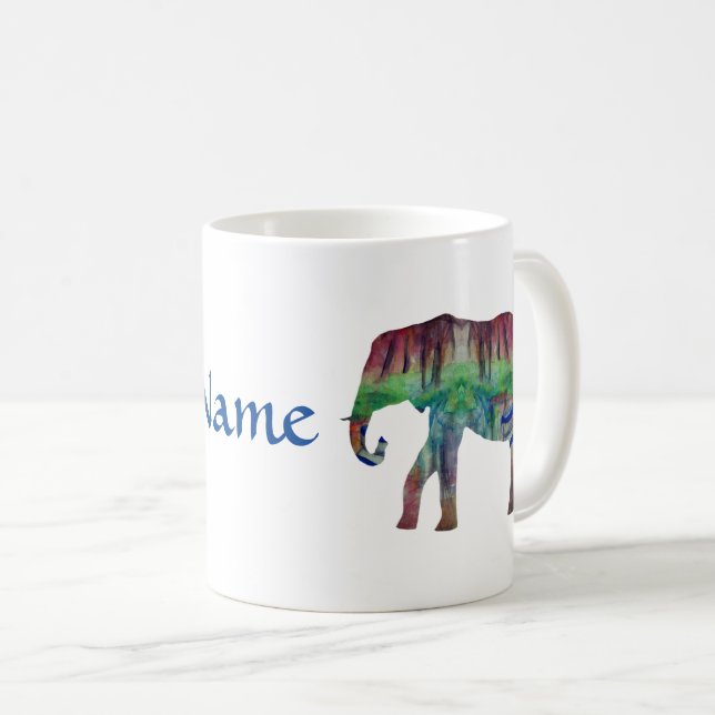 Elephant Watercolor Landscape Coffee Mug (Front Right)