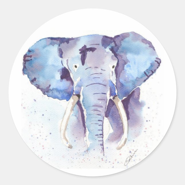 Elephant Watercolor Sticker (Front)