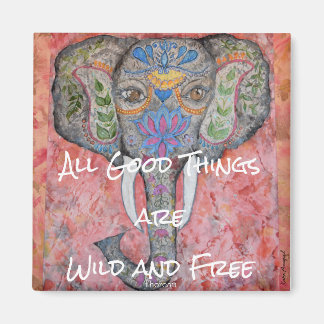 Elephant Watercolor Wild and Free Thoreau Magnet