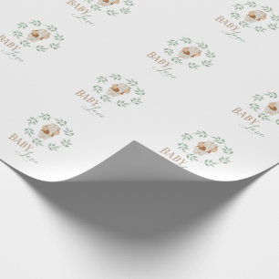 Elephant Watercolor Wreath Baby Love  Wrapping Paper