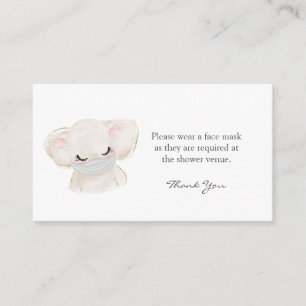Elephant Wear a Face Mask Request Baby Shower Enclosure Card