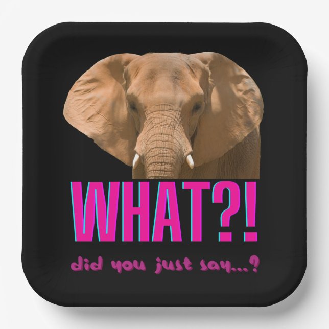Elephant What Did You Just Say? Paper Plate (Front)