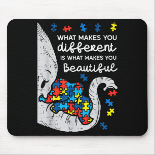 Elephant What Makes You Different Autism Awareness Mouse Mat