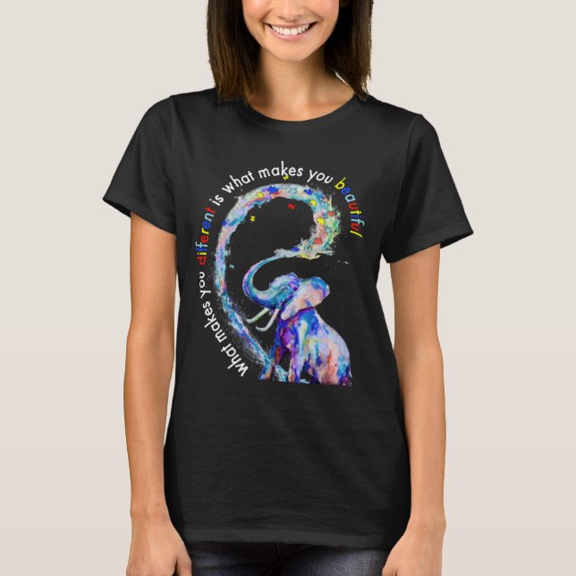Elephant What Makes You Different Autism Awareness T-Shirt (Front)