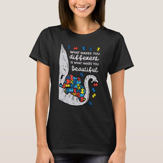Elephant What Makes You Different Autism Awareness T-Shirt (Front)