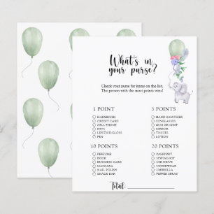 Elephant - Whats in your purse baby shower game