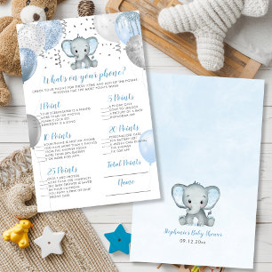Elephant What's on your Phone Baby Shower Game