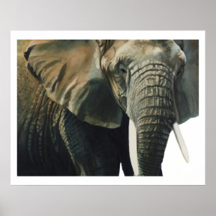 "Elephant" Wildlife Animal Watercolor Poster