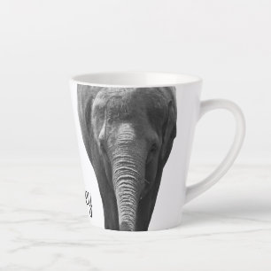 Elephant Wildlife Art Personalised Name Animal Latte Mug