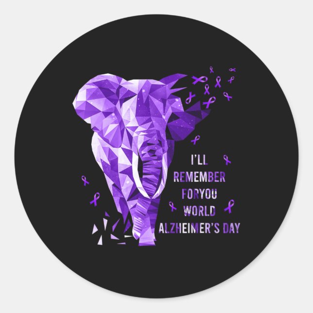 Elephant Will Remember For You World Heimerheimer  Classic Round Sticker (Front)