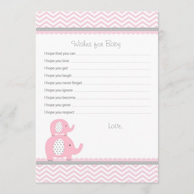 Elephant Wishes for Baby Advice Cards (Front)