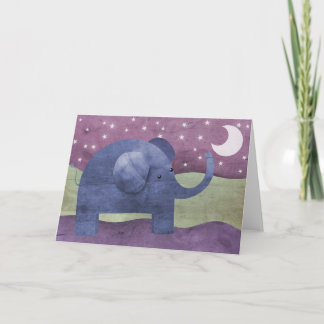 Elephant wishes upon a star - greeting card