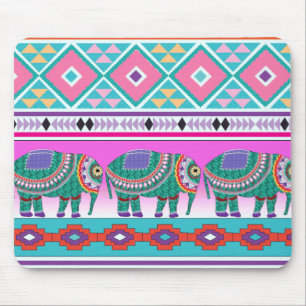 Elephant with Aztec Pattern Mouse Mat
